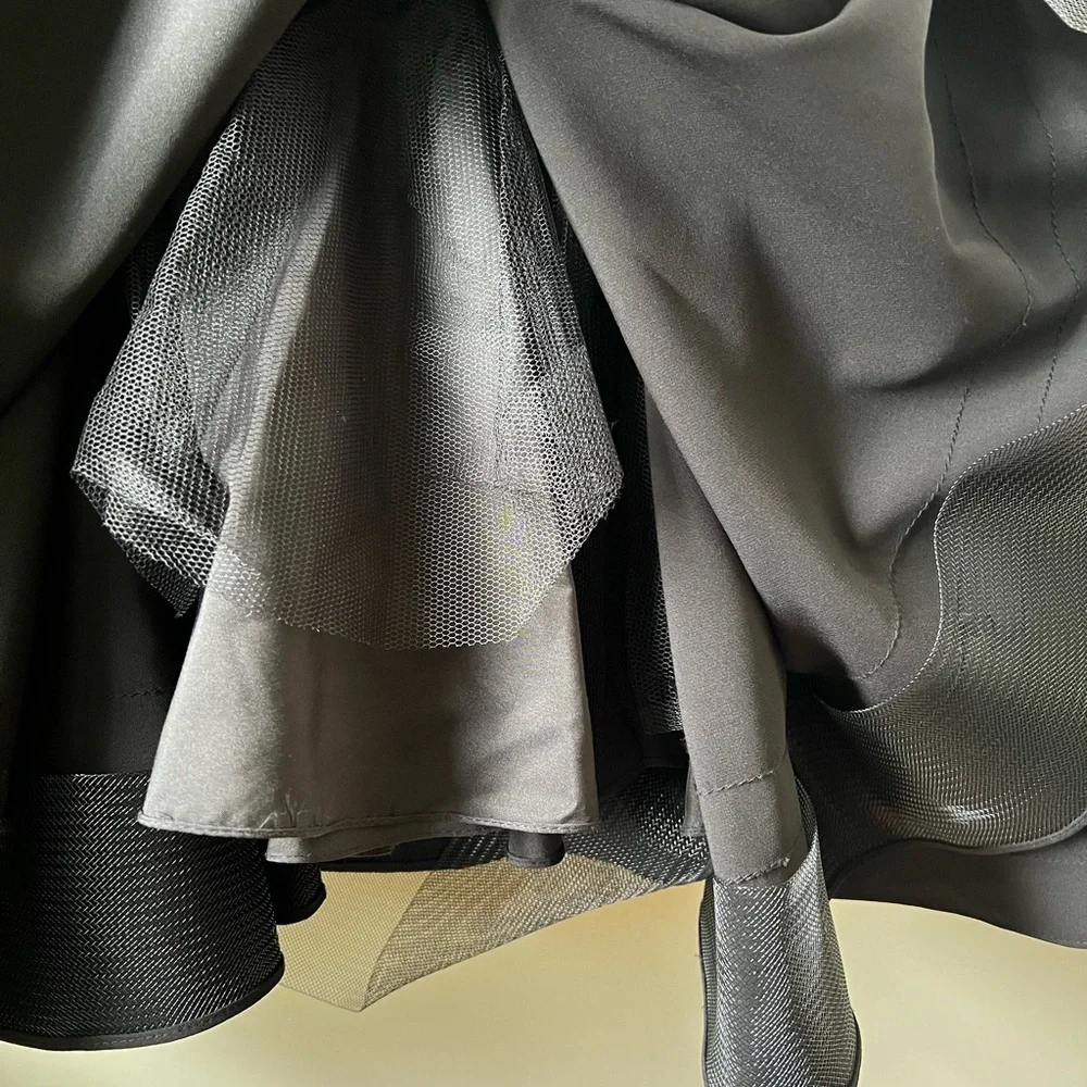 MAC DUGGAL Ieena Cocktail‎ Dress Flare V-neck Tulle Black Classic Formal Prom 16